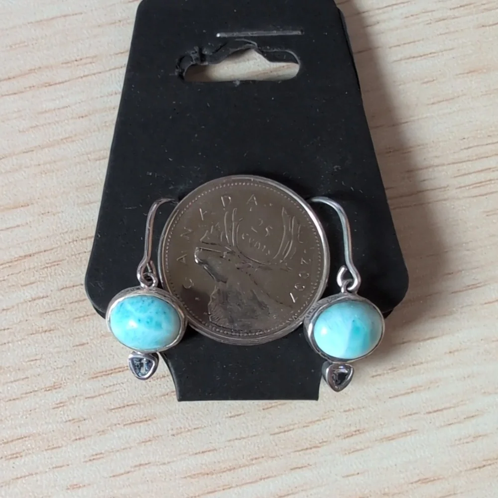 Brand new Earrings Silver 925 with Larimar and Aqua-marine - Picture 3 of 3